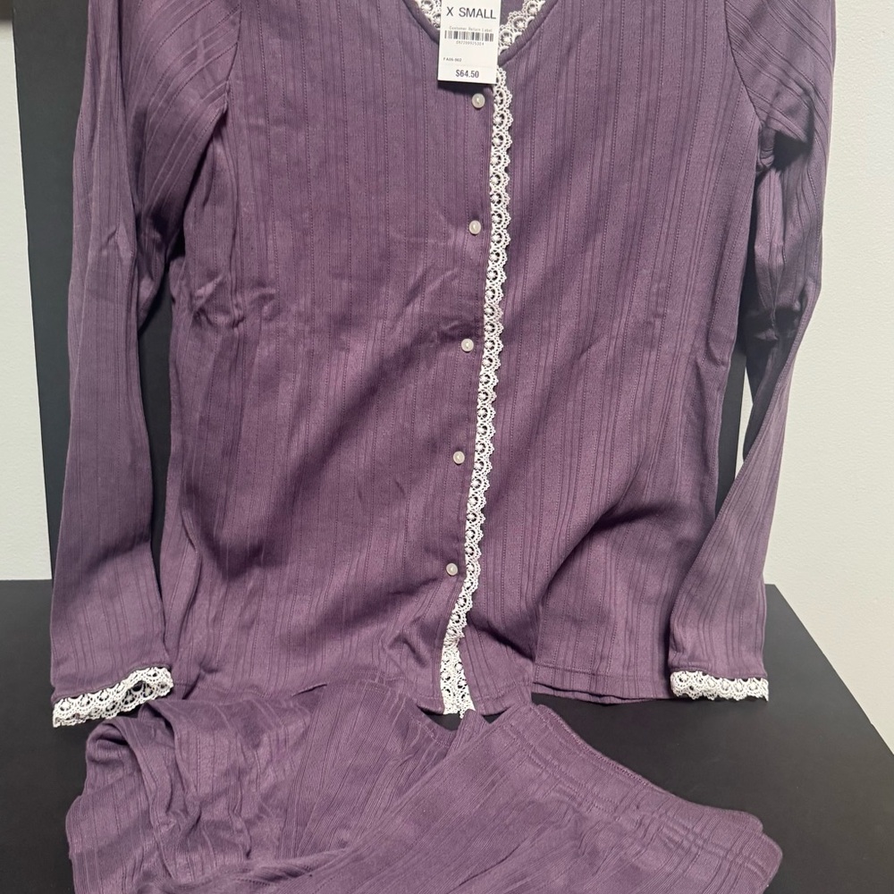 Purple Pajamas with Lace Trim charter Club XS Brand new with tags